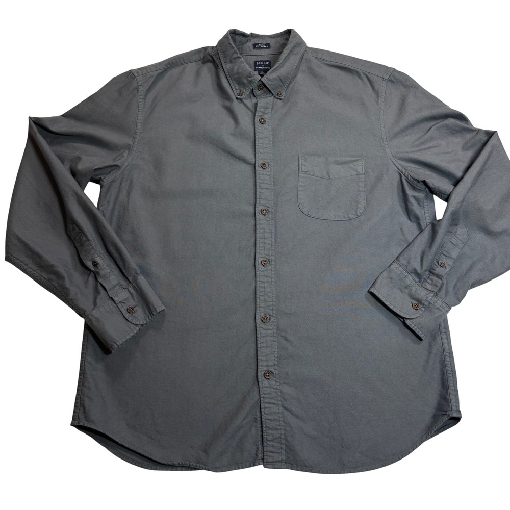 J.Crew Button Down Men's Gray Excellent Slim Untucked Garment Dye Size XL